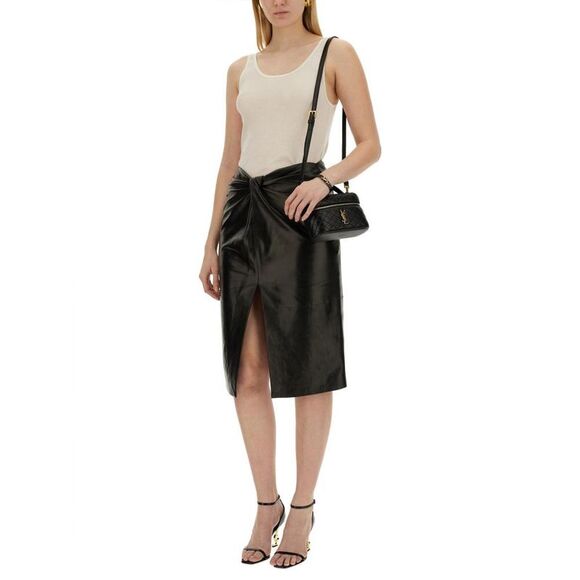 SAINT LAURENT Ribbed Knit Tank Top Women Beige T-Shirts & Tops - Picture 2 of 4